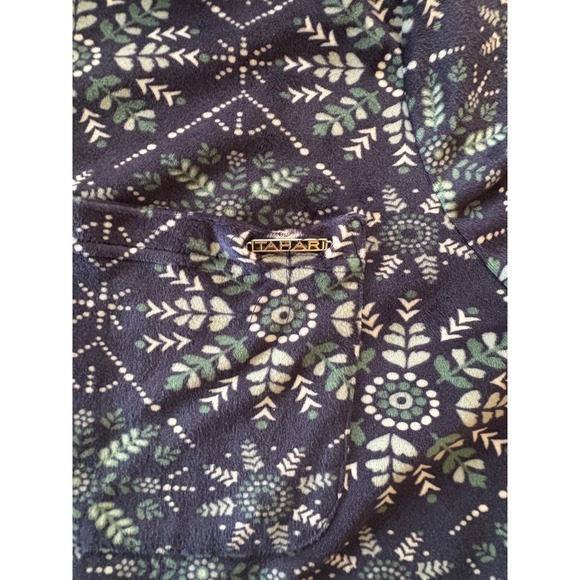 Tahari Women's Pajama Set 3X | Button Front Top & Pants | Blue Snowflake Print - Picture 5 of 10